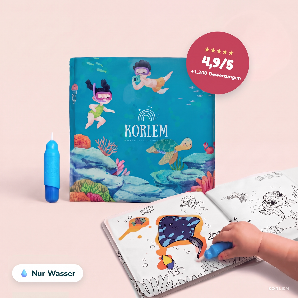 Korlem Zauber-Malbuch mit Wasserstift