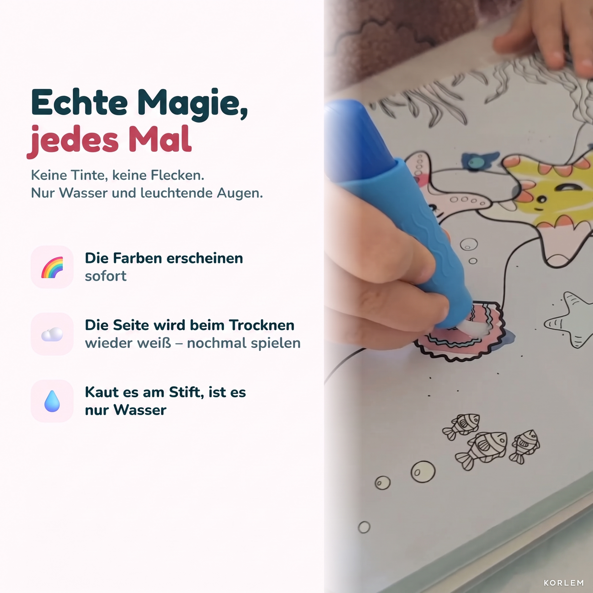 Korlem® Zauber-Malbuch – Malen mit Wasser