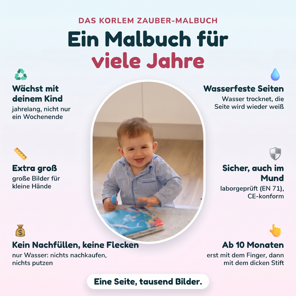 Korlem® Zauber-Malbuch – Malen mit Wasser